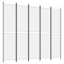 vidaXL Romdeler med 5 paneler hvit 250x220 cm stoff