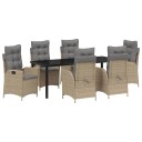  7 Deler Hage Spisebordsett med Puter - beige Polyrotting