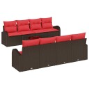 vidaXL Sofa sett 9 stk. 8 Antall seter Beige og Rød polyrotting