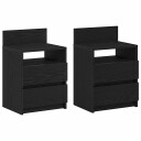  Nattbord 2 stk med 2 skuffer svart 40x33x60 cm