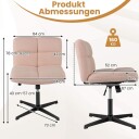 Ergonomisk rosa kontorstol – bredt sete uten armlener