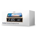 Mikamax Bamboo Klokke med Trådløs Lader 15W og Termometer