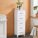 Slankt baderomsskap med 5 skuffer – hvitt 30x30x95 cm