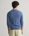 Genser med rund hals i bomullspiqué DENIM BLUE MELANGE XL