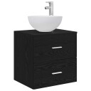  Vegghengt servant med skap Svart eik 49,5 x 35 x 63 cm