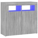 vidaXL Skjenk med LED-lys grå sonoma 80x35x75 cm