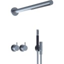 Vola 2471-081ST dusjbatteri, med hode- og hånddusj, sort matt