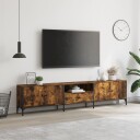 vidaXL TV-benk med skuff røkt eik 200x25x44 cm konstruert tre 8721012340411