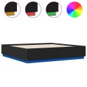  Sengeramme med LED-lys svart 200x200 cm konstruert tre 8721012273191