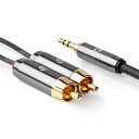 Nedis Lydkabel 3.5 mm til 2x RCA Gulldbelagt 5 m Rund Gun Metal Grå