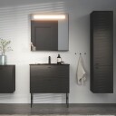 Gustavsberg speil med hylle, LED, 60x80,2 cm, sort