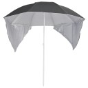 vidaXL Strandparasoll med sidevegger antrasitt 215 cm