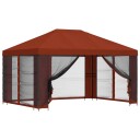 vidaXL Paviljong med sidevegger 4 × 3 m Terrakotta Polyester og stål