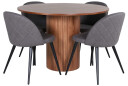 Venture Design Bianca & Velvet spisegruppe Grå/valnøtt 4 stoler & bord 110 cm