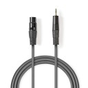 Nedis Balansert XLR 3-Pin Lydkabel 1m med 3.5mm Han, Mørk Grå