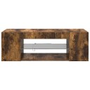 vidaXL TV-benk med LED-lys røkt eik 90x39x30 cm