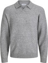 Jack & Jones Jjesoho Ollie Knit Split Neck Sn   Grey   M