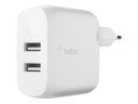 Belkin 24W Dobbel Vegglader med USB-A til Lightning Kabel 1m Hvit