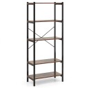 5 lags industriell bokhylle – tre og metall 161 cm