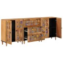 vidaXL Serviesskap 3 pcs Naturlig 60 x 33,5 x 75 cm Massiv mango tre
