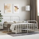 vidaXL Sengeramme i metall med hode- og fotgavl hvit 140x200 cm 8720845884833