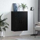  Veggskap Veggmontert Svart 69.5 x 34 x 90 cm Konstruert tre