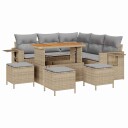 vidaXL Hagesofa Set 10 stk. 7-Antall seter Beige og lys grå
