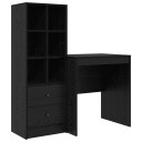  Skrivebord med skuff 2 pcs Svart Eik
