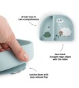 Done by Deer Stick&Stay Compartment Bowl Tiny Farm Blue   Blue   15X 11X H 4CM