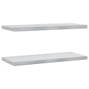 Vegghyller 2 stk 75x30x3 cm sølv rustfritt stål
