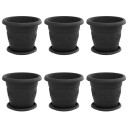 vidaXL Plantepotter 6 pcs Svart Ø 22 x 18 cm Plast