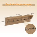 Veggmontert trehylle med 6 kroker – plassbesparende oppbevaring