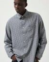 Garment Project Relaxed Ls Shirt   Navy Check   NAVY   L