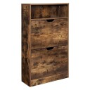 Skoskap med foldedører og åpent rom 60 x 24 x 102 cm   Rustikk brun