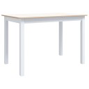 vidaXL Spisebord hvit og brun 114x71x75 cm heltre gummitre