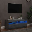 vidaXL TV-benk med LED-lys grå sonoma 100x35x40 cm