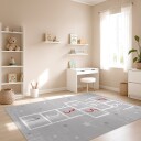 Barneteppe Hopscotch grå Størrelse: 120 x 160 cm