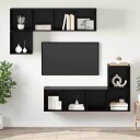  TV benksett 4 pcs Svart eik 37 x 37 x 142.5 cm Konstruert tre