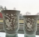 Telysglass frosted sølv med englemotiv stort fra Casa Nova