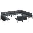  Hagesofa Set 12 pcs Antrasitt Stål
