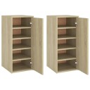 vidaXL Skoskap svart 2 stk sonoma eik 32x35x70 cm sponplate