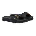 Lauren Ralph Lauren Tasha Leather Slide Sandal   Black   39