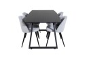 Venture Home Inca Spisegruppe Forlengningsbar 160 cm Rektangulær med 4 Velvet Stoler Sort