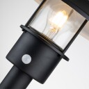 Klampenborg sokkellampe, svart, PIR-sensor, IP44 – Elstead - Skandinavisk - Metall - Med skjerm