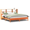  Seng med bokhylle uten madrass voksbrun 200x200 cm heltre furu 8721158616470