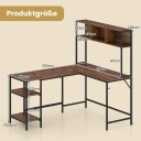 L formet skrivebord med hyller – Rustikk brunt spillbord