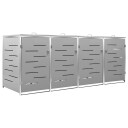vidaXL Søppeldunkskur firedobbelt 276,5x77,5x115,5 rustfritt stål