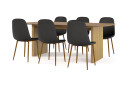 Bark Richeto Spisebord 210 cm eik + 6 stk Naira stol svart med eikeben   Natur/Svart