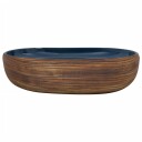 vidaXL Benkeservant brun og blå oval 59x40x14 cm keramikk