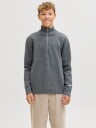 Jack & Jones Junior Dark Grey Melange Jornorrebro Strikk Half Zip Jnr 164